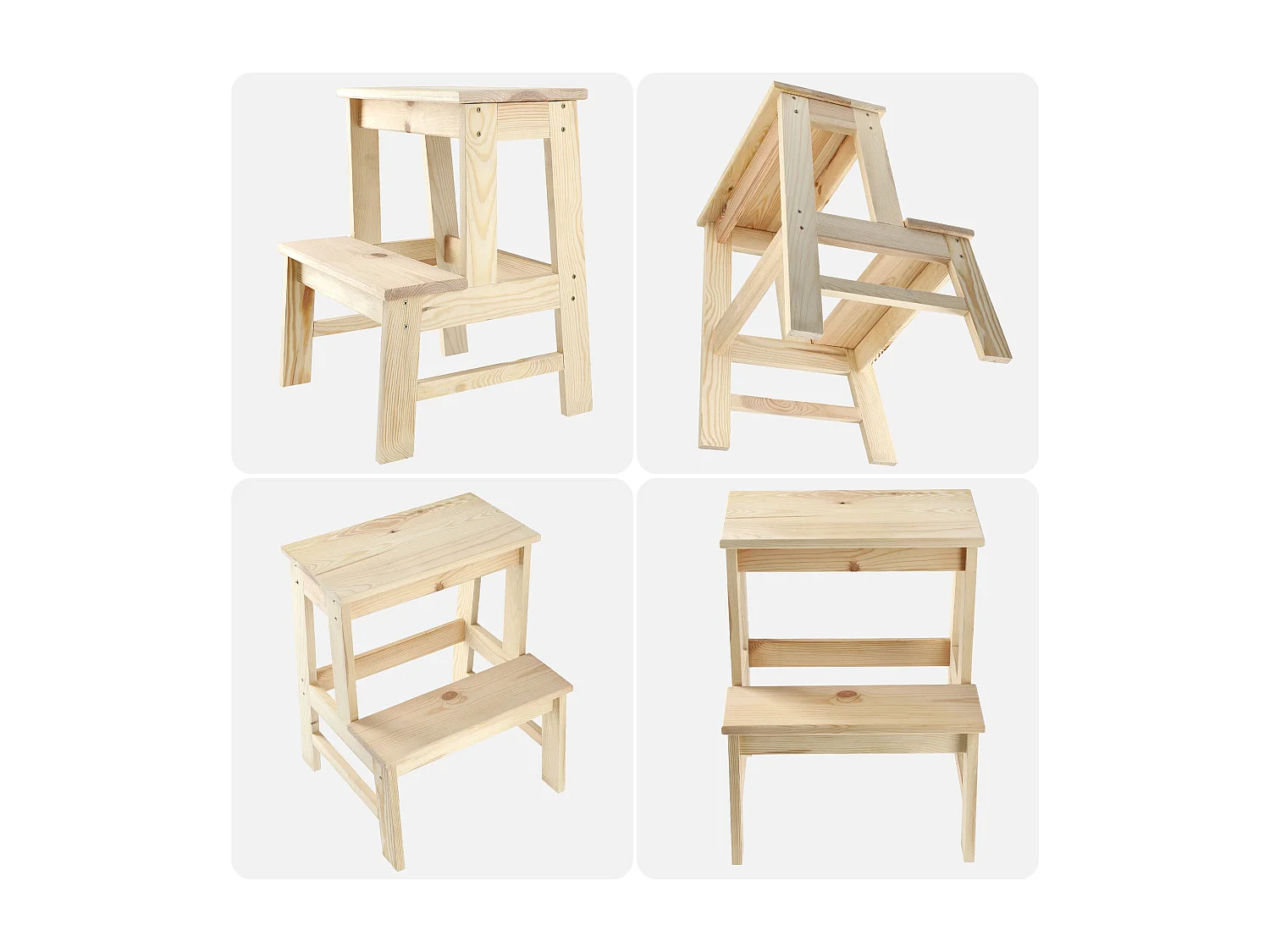 KADAX Taboret drewniany Falun drabinka 40 x 50 cm