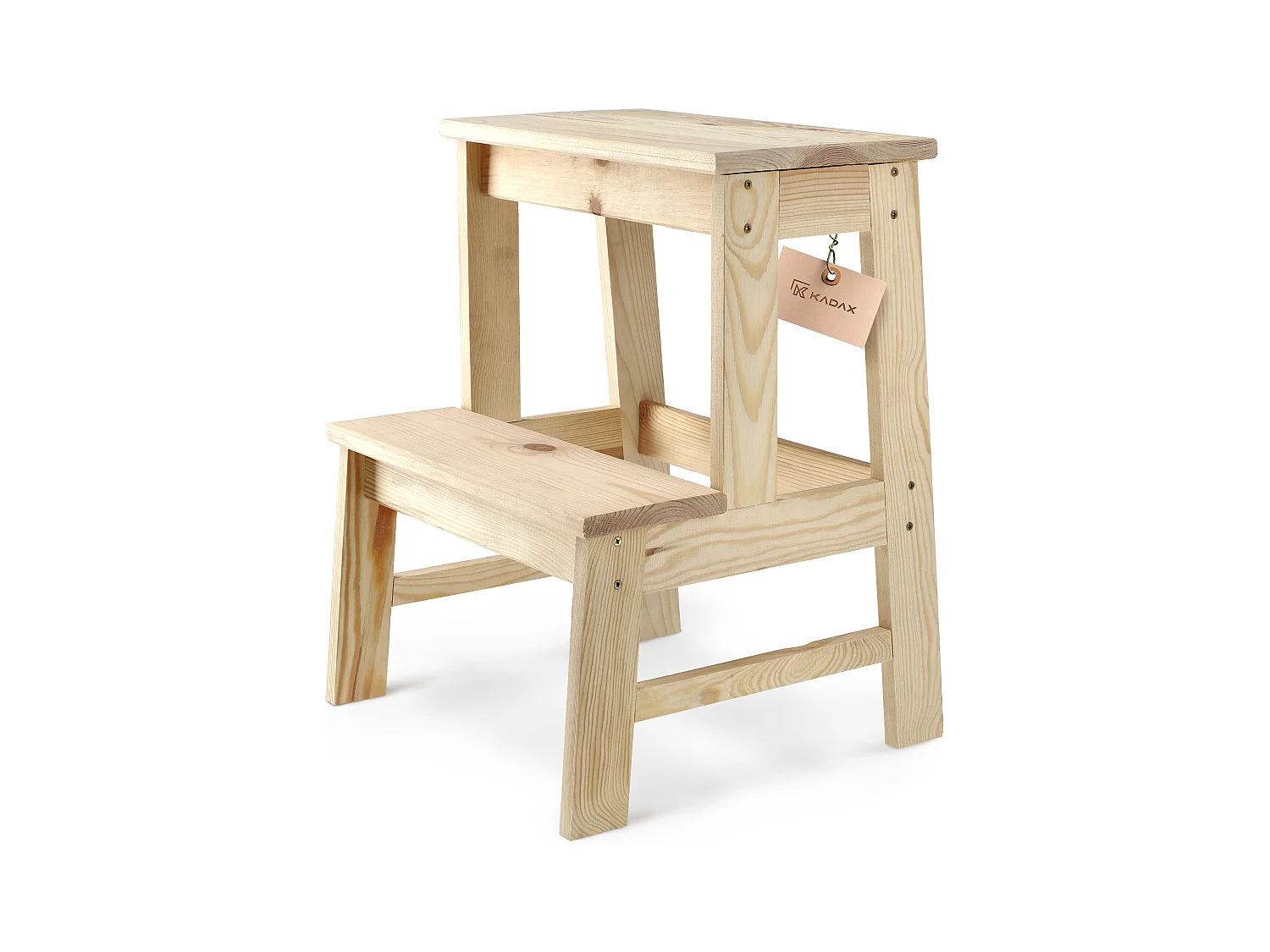 KADAX Tabouret en bois, repose-pieds en bois de pin naturel non verni, repose-pieds en 3 modèles différents, tabouret de bar, escabeau, tabouret, tabouret,