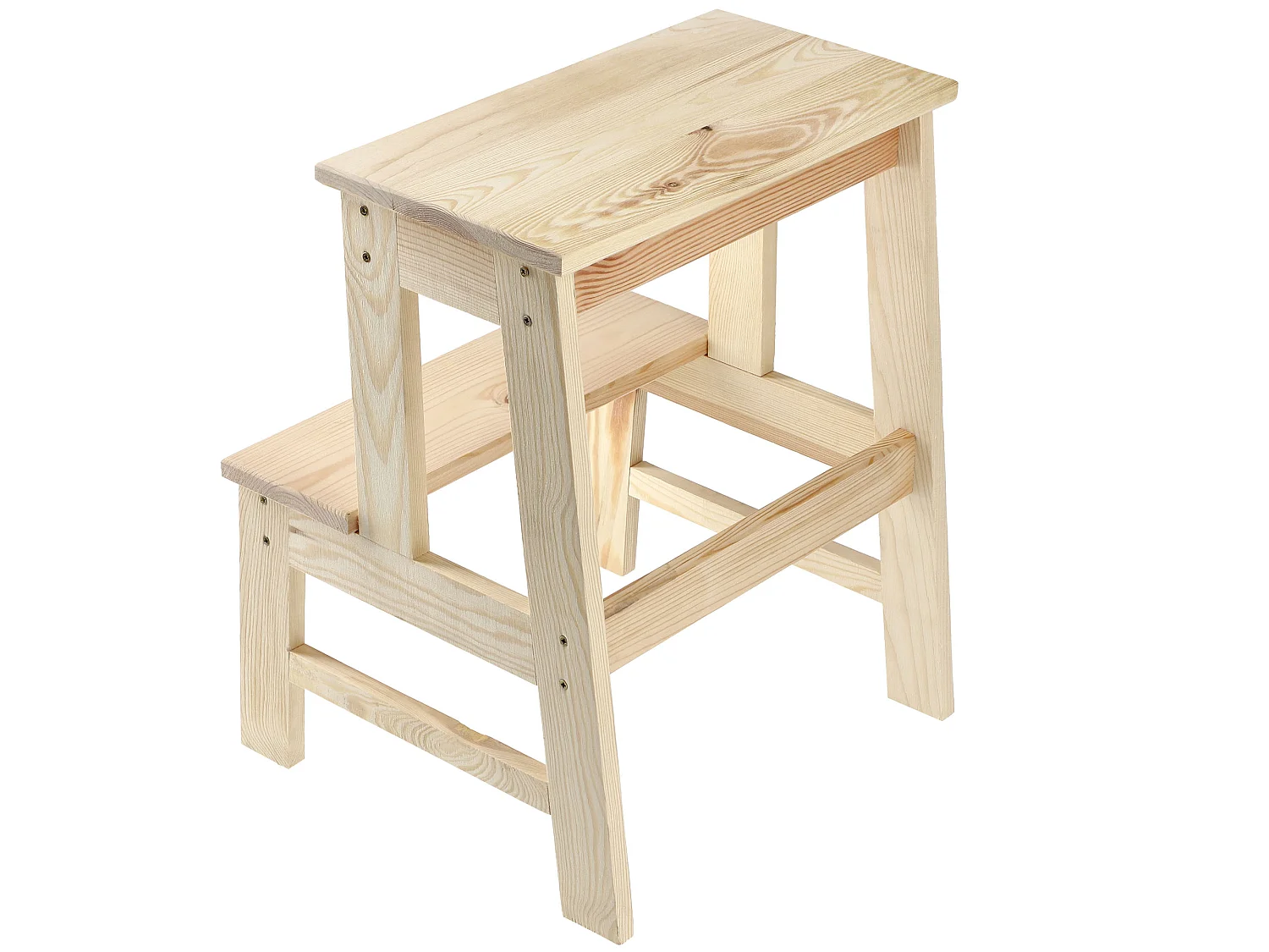 KADAX Houten kruk, voetenbank van natuurlijk ongelakt grenenhout, voetensteun in 3 verschillende modellen, barstoel, opstapkruk, kruk, kruk, houten kruk (ladder 2