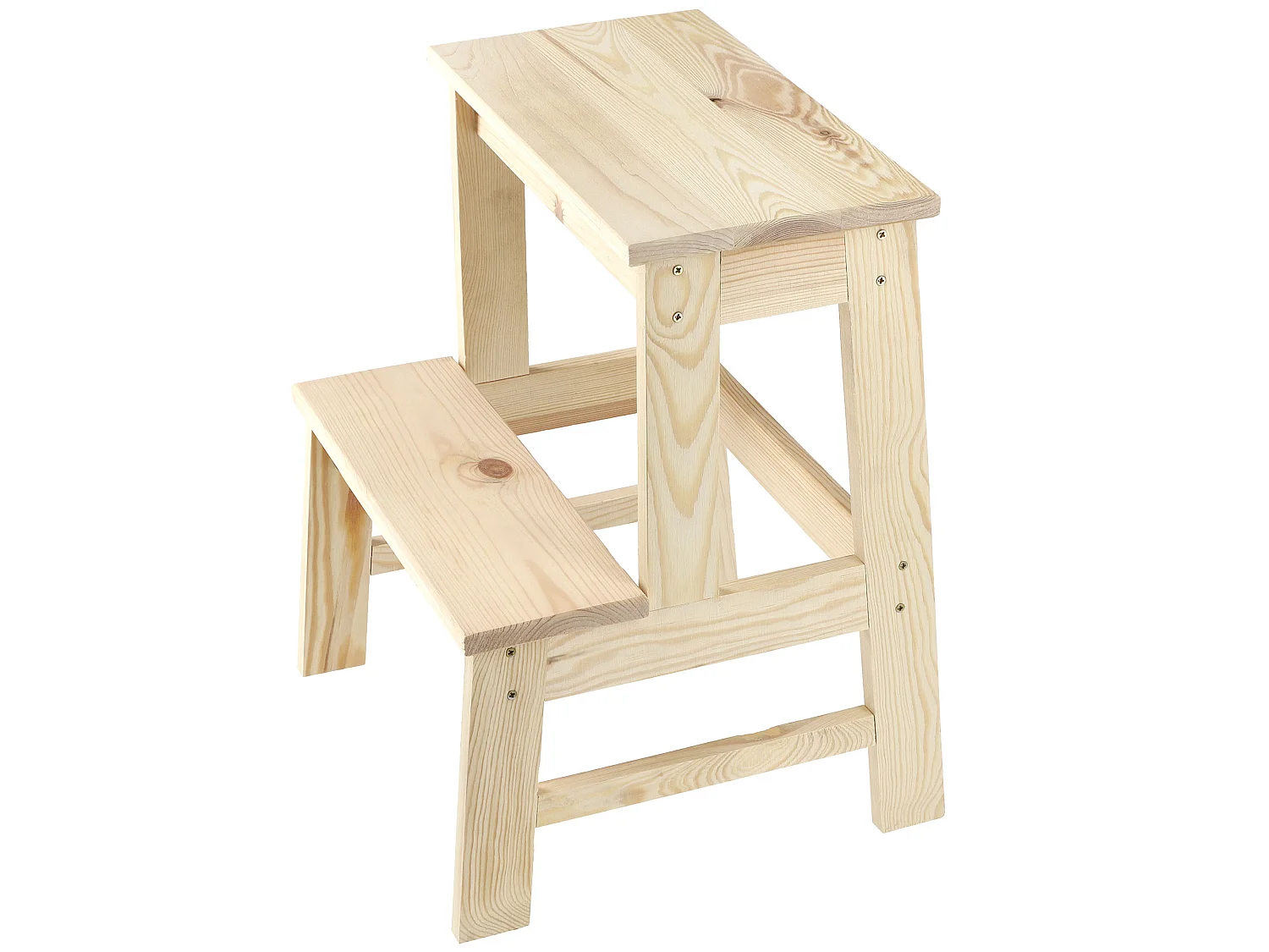 KADAX Houten kruk, voetenbank van natuurlijk ongelakt grenenhout, voetensteun in 3 verschillende modellen, barstoel, opstapkruk, kruk, kruk, houten kruk (ladder 2