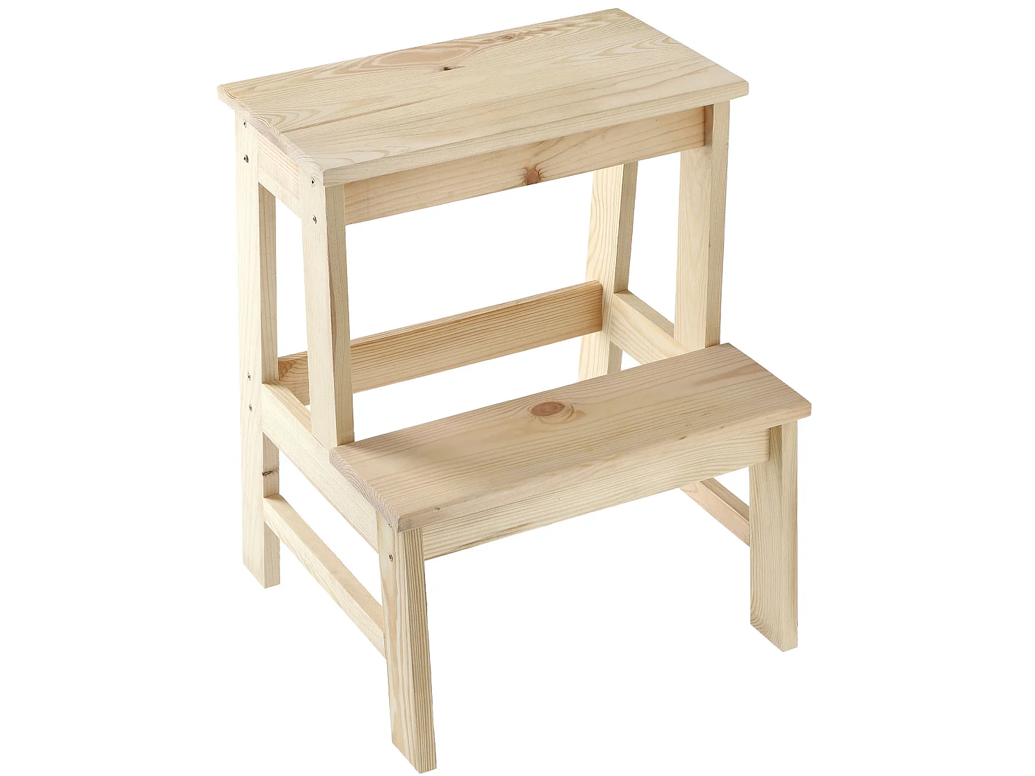 KADAX Houten kruk, voetenbank van natuurlijk ongelakt grenenhout, voetensteun in 3 verschillende modellen, barstoel, opstapkruk, kruk, kruk, houten kruk (ladder 2