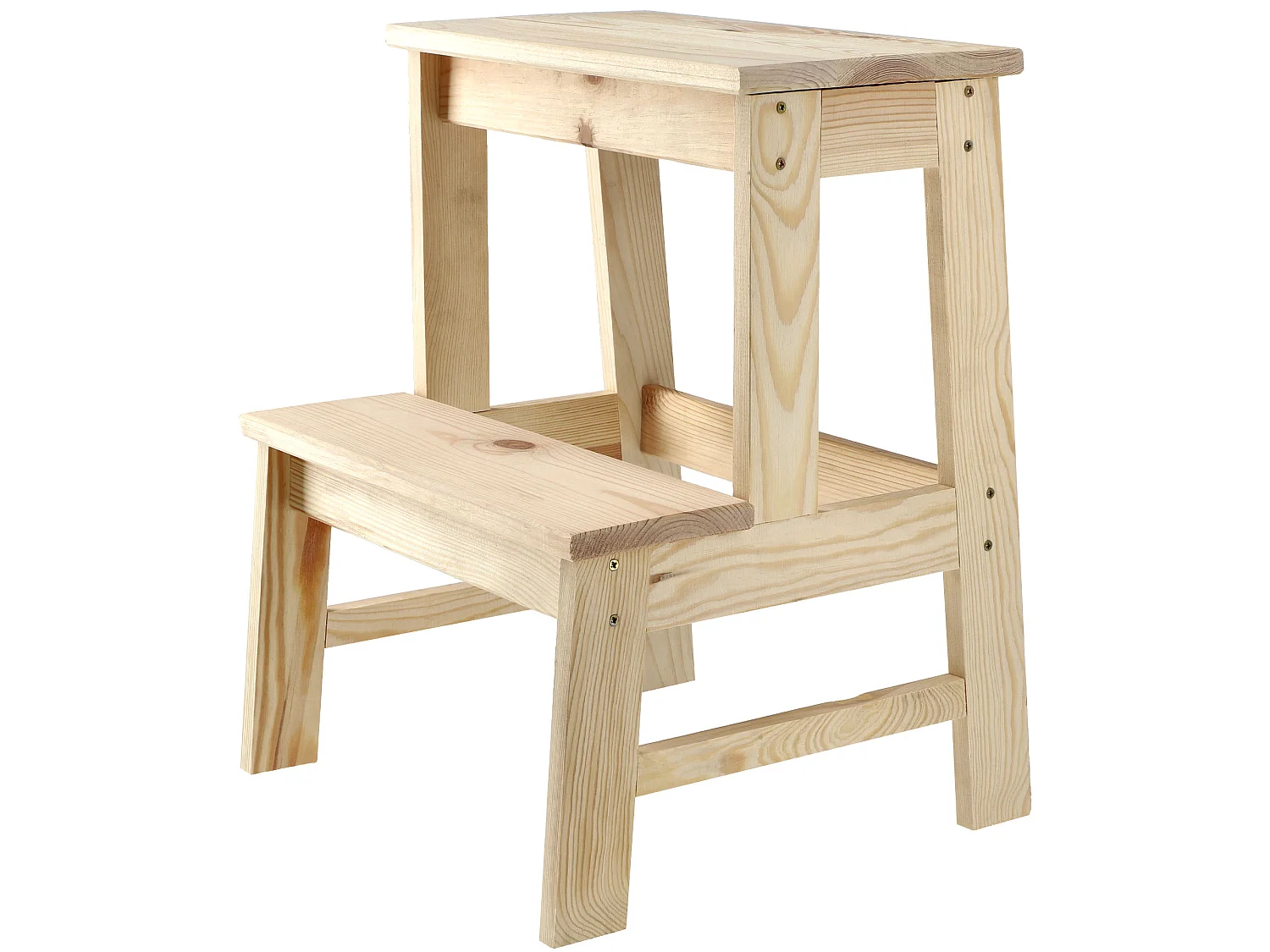 KADAX Houten kruk, voetenbank van natuurlijk ongelakt grenenhout, voetensteun in 3 verschillende modellen, barstoel, opstapkruk, kruk, kruk, houten kruk (ladder 2