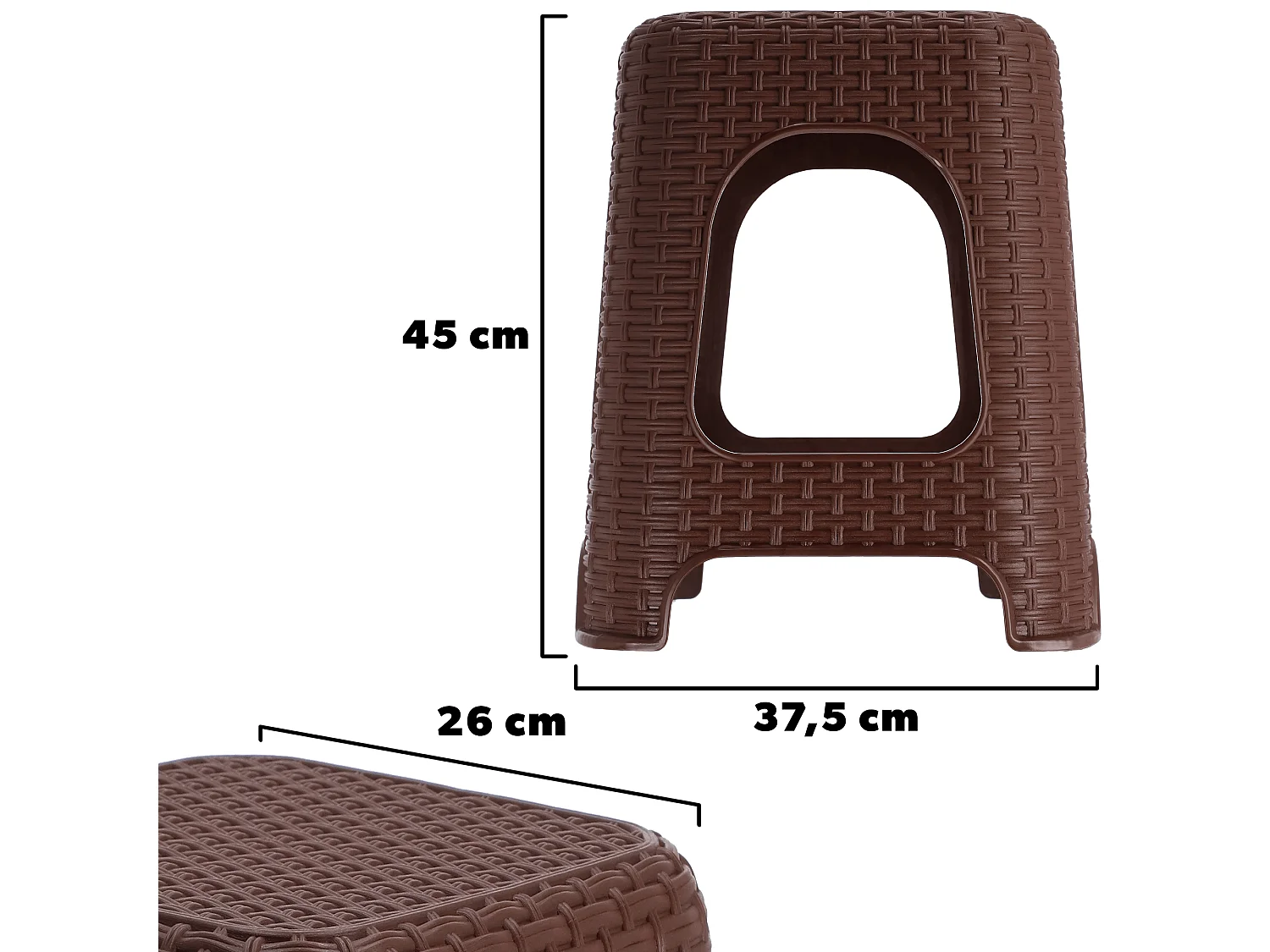 Tabouret en plastique KADAX, escabeau, jusqu'à 120 kg, tabouret en rotin avec pieds antidérapants, tabouret de bain, tabouret de salon, tabouret d'assise léger,