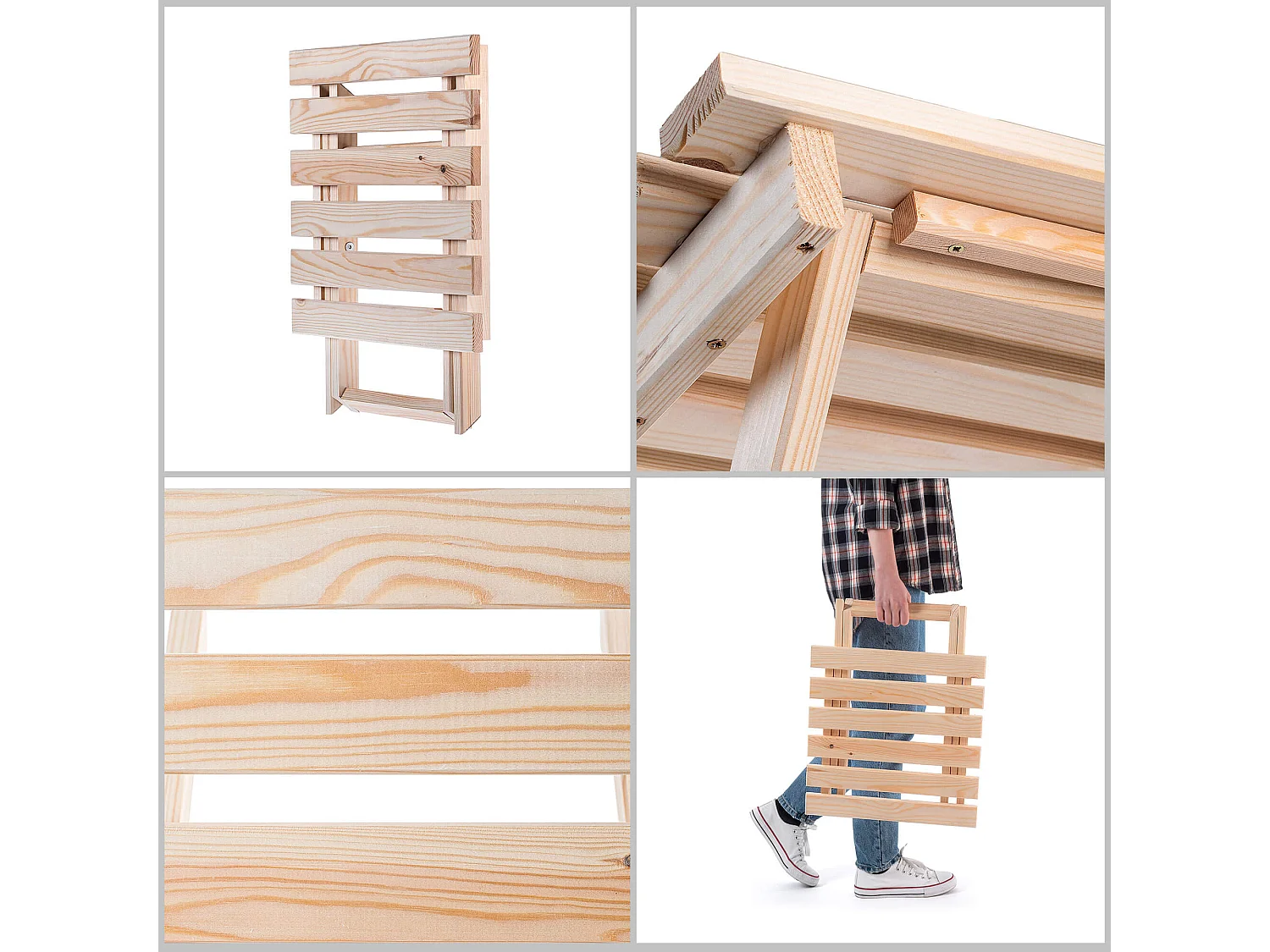 KADAX Zestaw stolik kawowy do leżaków Anjouin naturalny + 2 leżaki zielone butelkowe