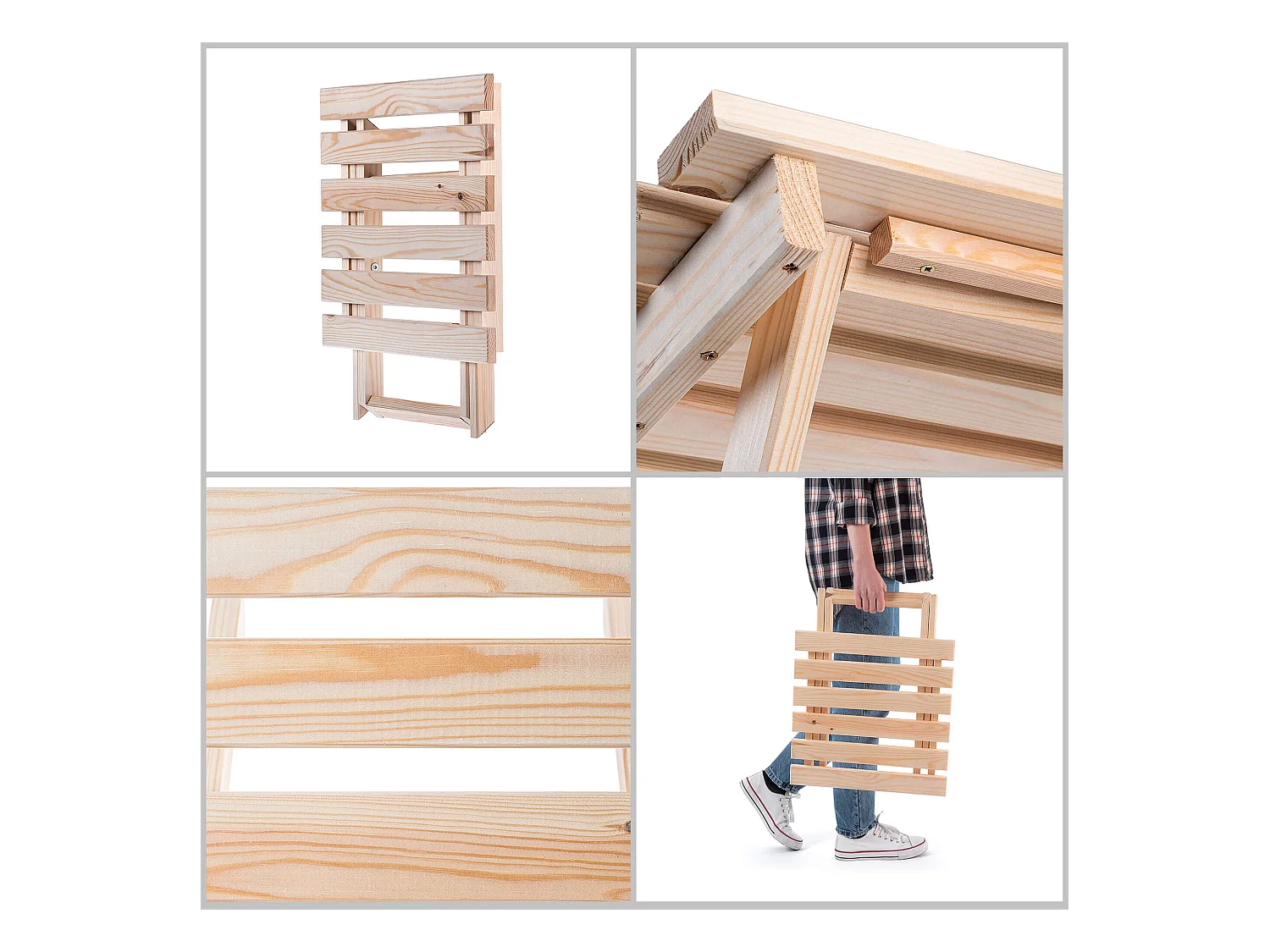 Ensemble table basse naturelle Anjouin avec chaises longues + 2 chaises longues en bois bleu marine