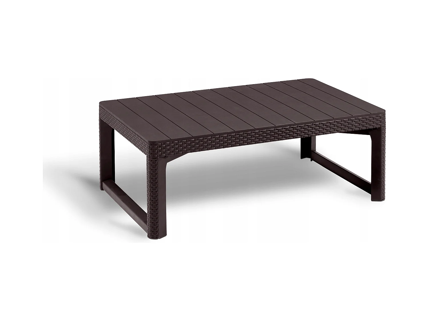 Table de jardin 2 en 1 Keter Lyon, résistante aux intempéries, marron, 116 x 71 cm, table d'extérieur réglable en hauteur, balcon et terrasse, table de balcon