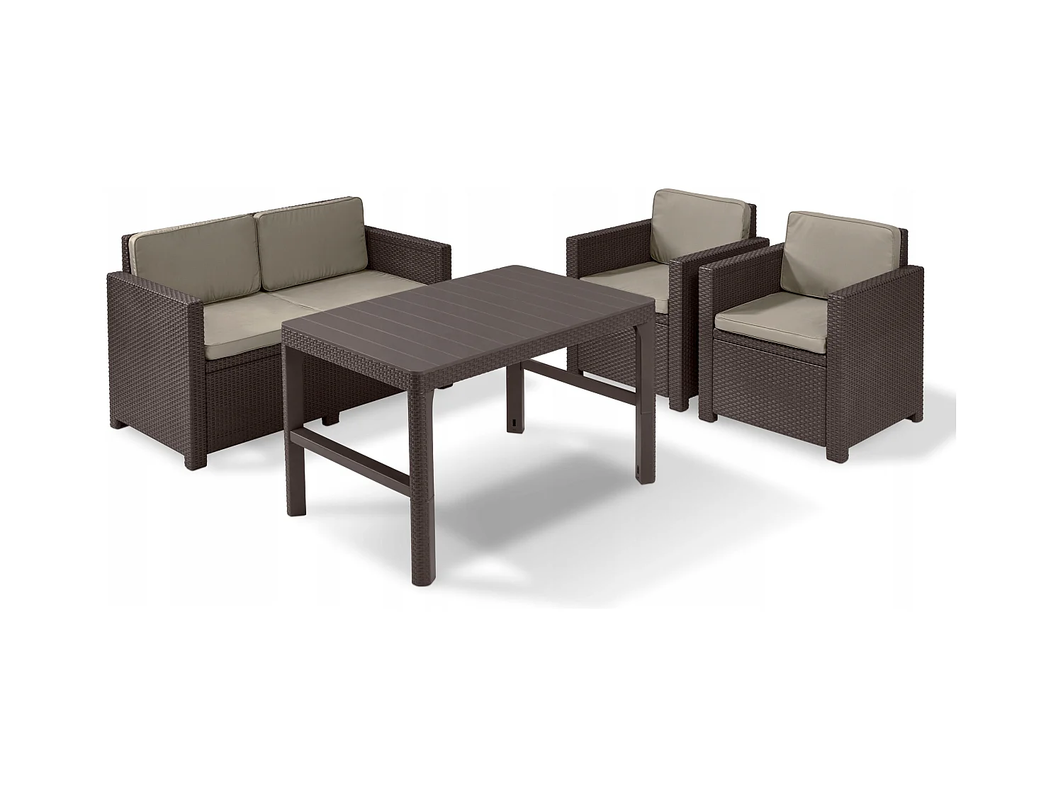 Table de jardin 2 en 1 Keter Lyon, résistante aux intempéries, marron, 116 x 71 cm, table d'extérieur réglable en hauteur, balcon et terrasse, table de balcon