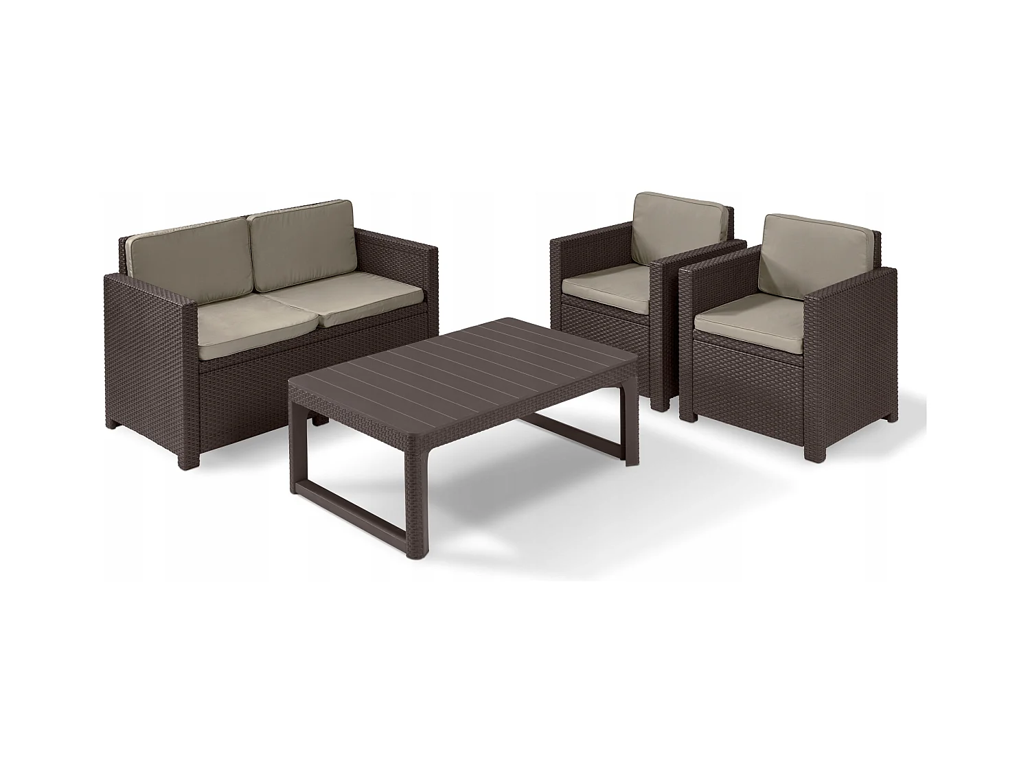 Table de jardin 2 en 1 Keter Lyon, résistante aux intempéries, marron, 116 x 71 cm, table d'extérieur réglable en hauteur, balcon et terrasse, table de balcon