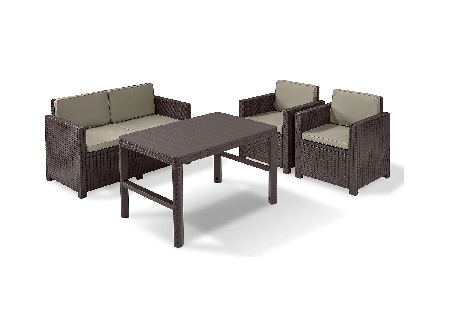 Table de jardin 2 en 1 Keter Lyon, résistante aux intempéries, marron, 116 x 71 cm, table d'extérieur réglable en hauteur, balcon et terrasse, table de balcon