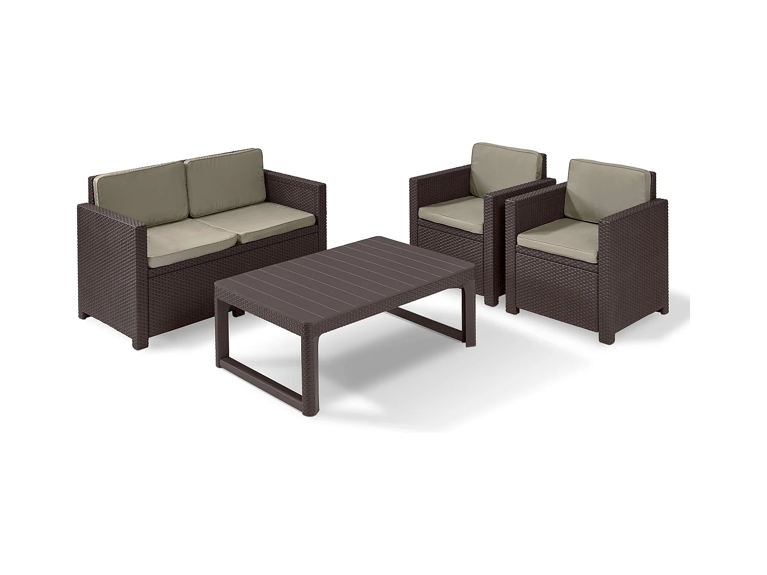 Table de jardin 2 en 1 Keter Lyon, résistante aux intempéries, marron, 116 x 71 cm, table d'extérieur réglable en hauteur, balcon et terrasse, table de balcon