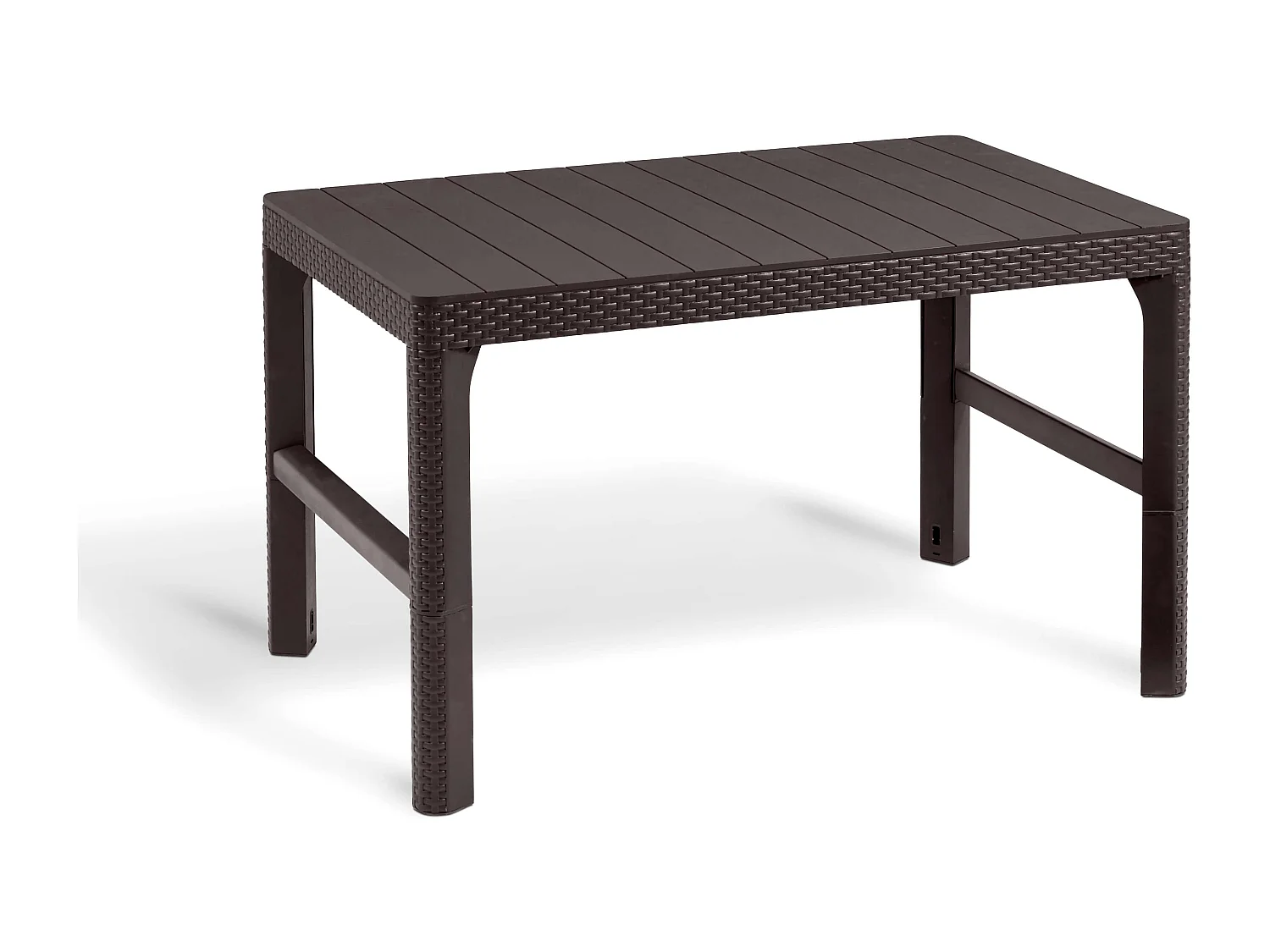 Table de jardin 2 en 1 Keter Lyon, résistante aux intempéries, marron, 116 x 71 cm, table d'extérieur réglable en hauteur, balcon et terrasse, table de balcon