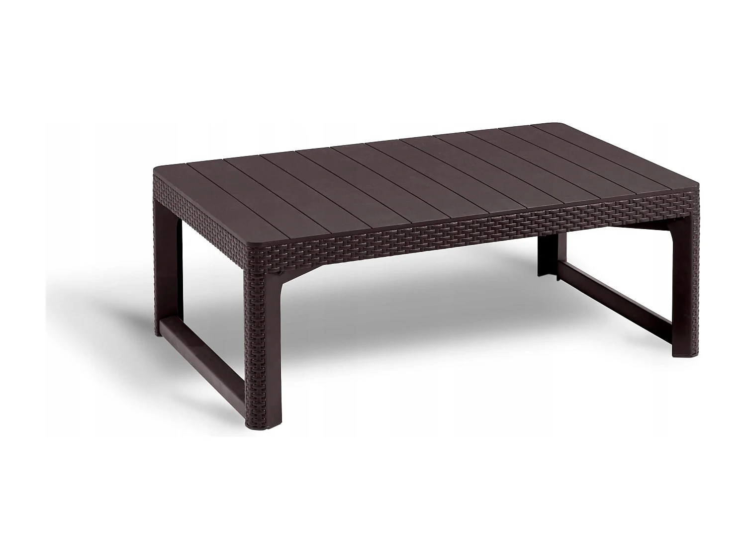 Table de jardin 2 en 1 Keter Lyon, résistante aux intempéries, marron, 116 x 71 cm, table d'extérieur réglable en hauteur, balcon et terrasse, table de balcon