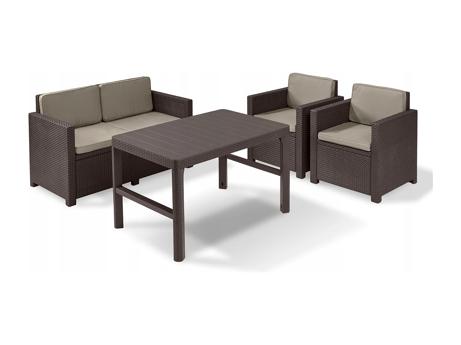 Table de jardin 2 en 1 Keter Lyon, résistante aux intempéries, marron, 116 x 71 cm, table d'extérieur réglable en hauteur, balcon et terrasse, table de balcon