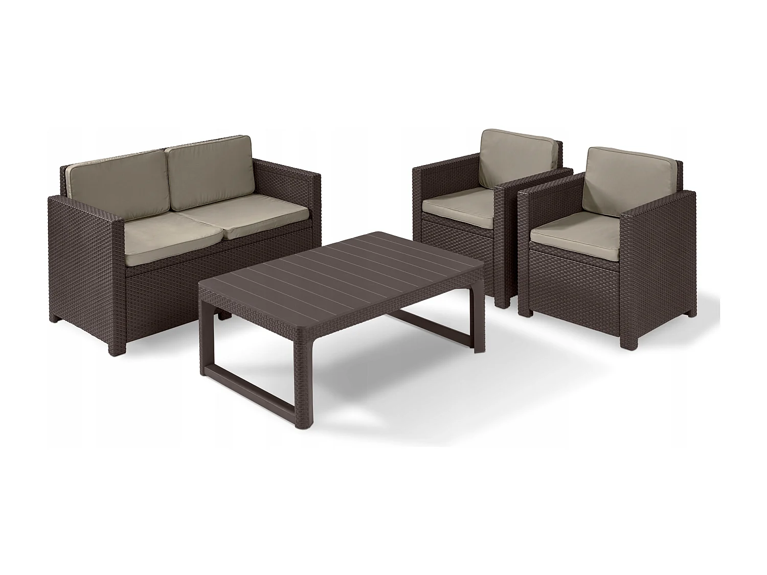 Table de jardin 2 en 1 Keter Lyon, résistante aux intempéries, marron, 116 x 71 cm, table d'extérieur réglable en hauteur, balcon et terrasse, table de balcon