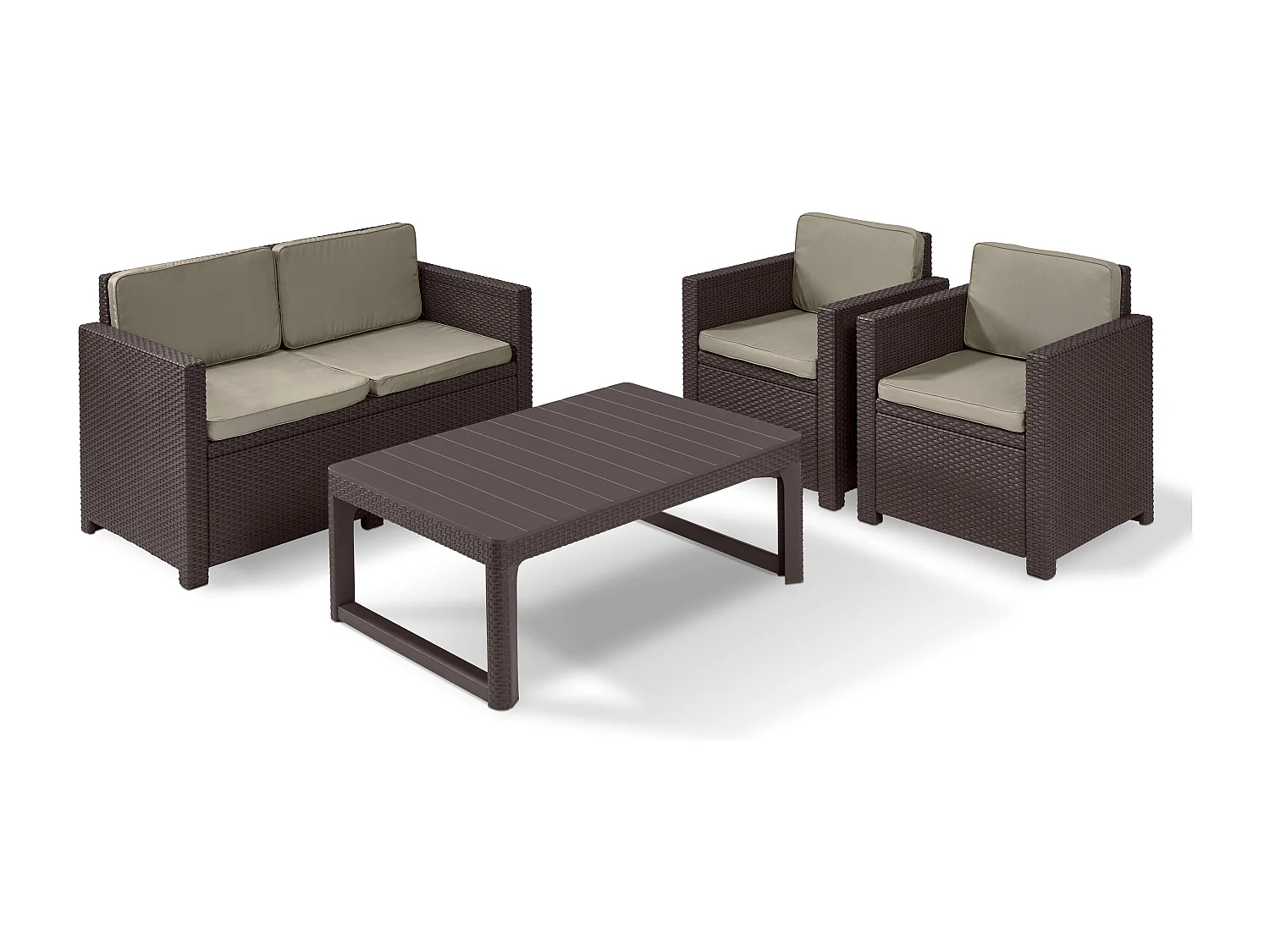 Table de jardin 2 en 1 Keter Lyon, résistante aux intempéries, marron, 116 x 71 cm, table d'extérieur réglable en hauteur, balcon et terrasse, table de balcon