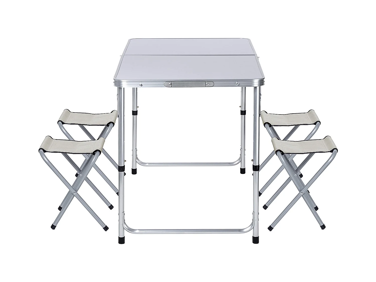 Ensemble de mobilier de camping KADAX : table pliante avec 4 chaises réglables en hauteur, multifonctionnel (argent et blanc)