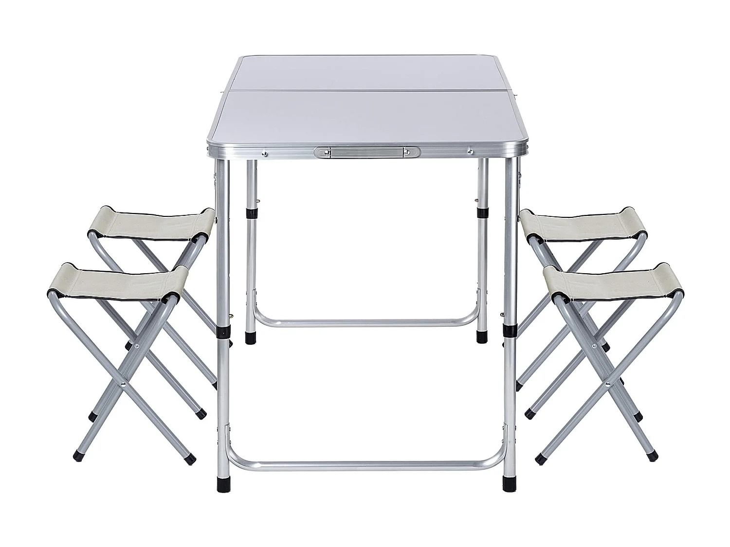 Ensemble de mobilier de camping KADAX : table pliante avec 4 chaises réglables en hauteur, multifonctionnel (argent et blanc)