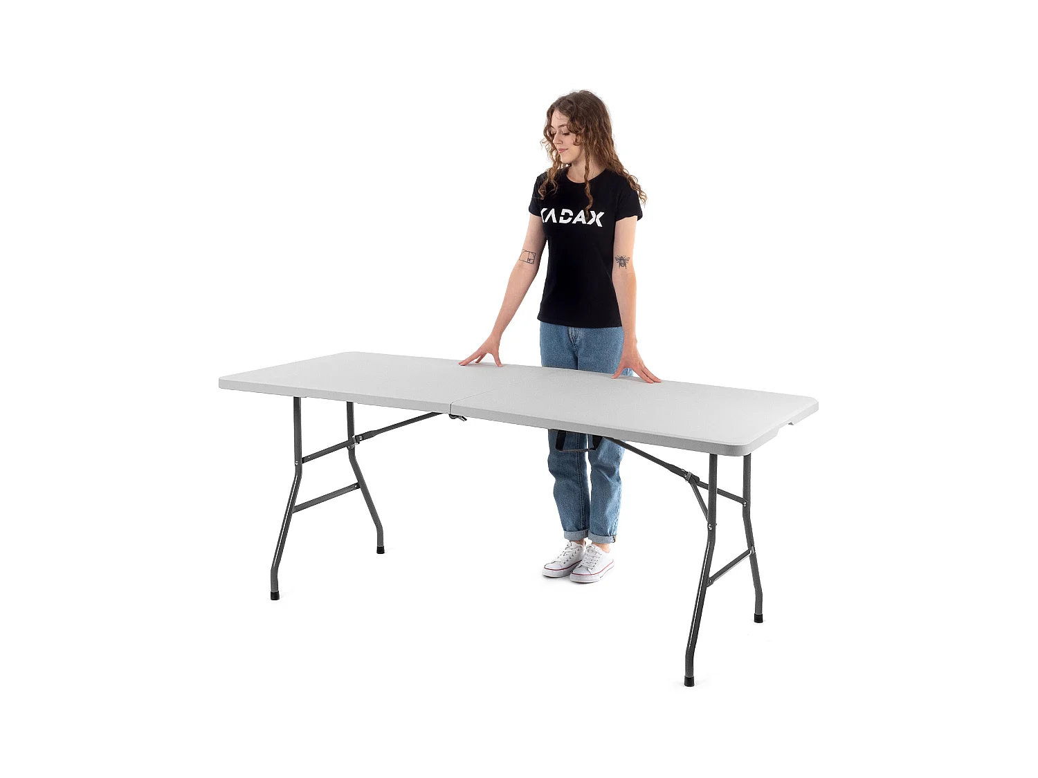 KADAX Inklapbare tuintafel, 180 x 74 x 73 cm, weerbestendige klaptafel, partytafel voor tuin, terras en balkon, robuuste buffettafel, campingtafel (wit)