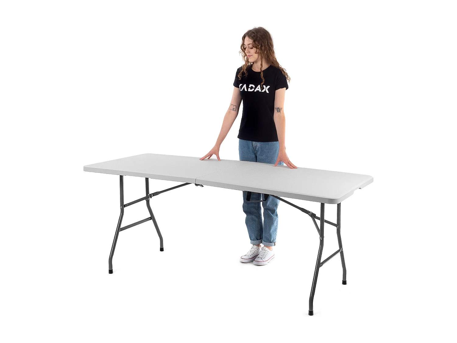 KADAX Inklapbare tuintafel, 180 x 74 x 73 cm, weerbestendige klaptafel, partytafel voor tuin, terras en balkon, robuuste buffettafel, campingtafel (wit)