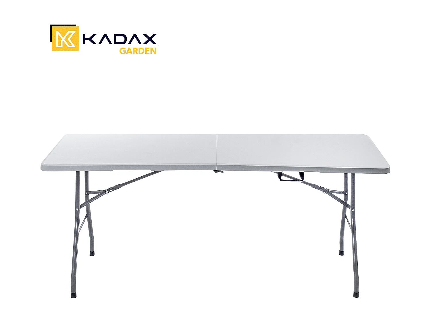 KADAX Inklapbare tuintafel, 180 x 74 x 73 cm, weerbestendige klaptafel, partytafel voor tuin, terras en balkon, robuuste buffettafel, campingtafel (wit)