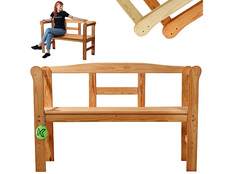 KADAX Gartenbank mit Rückenlehne Holz Park 119 cm Terrasse Garten Tik