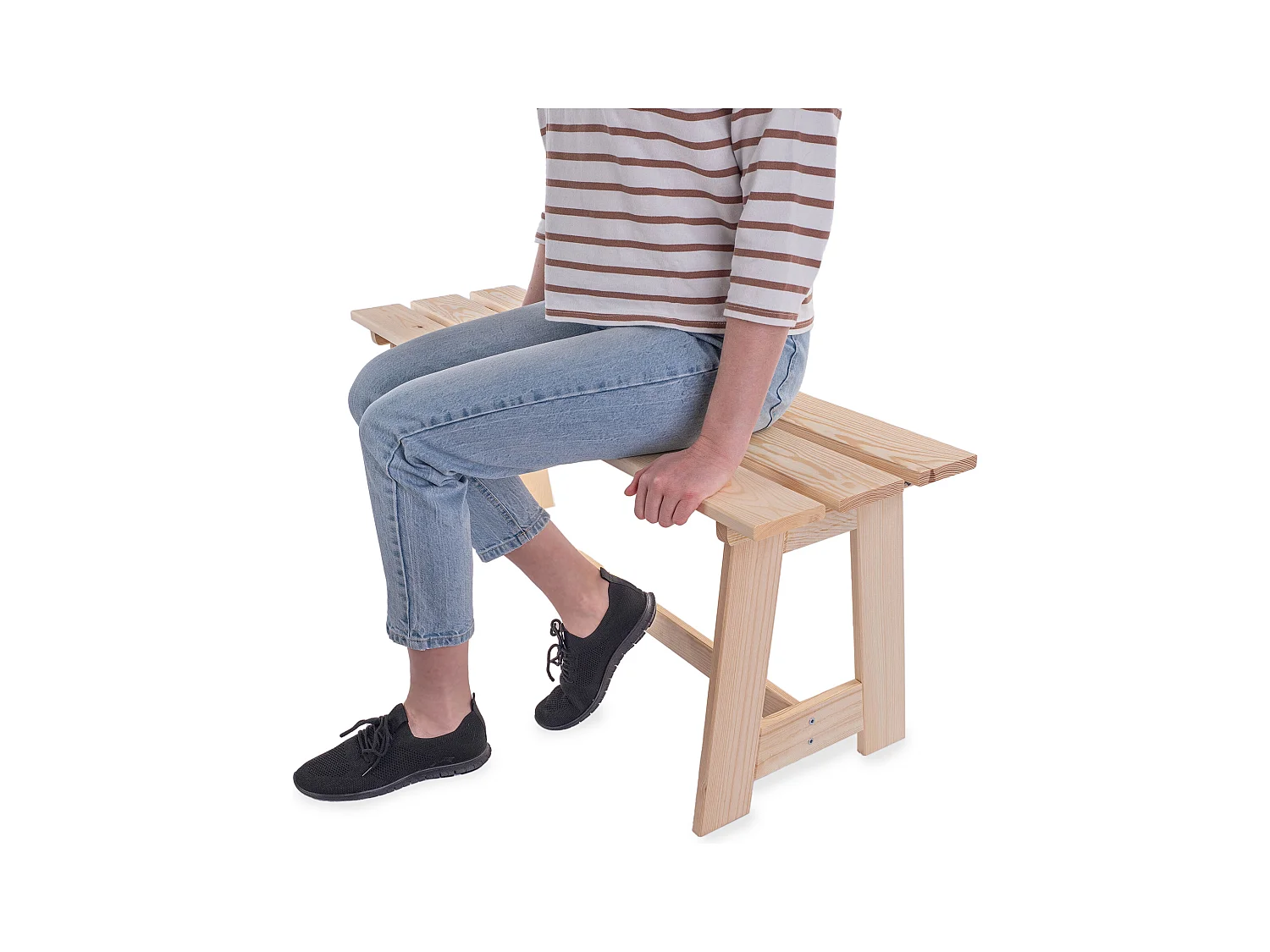 Banc de jardin en bois KADAX, 2 places, sans accoudoirs ni dossier, banc, banc de stationnement, banc extérieur pour balcon, jardin, terrasse (chêne naturel)