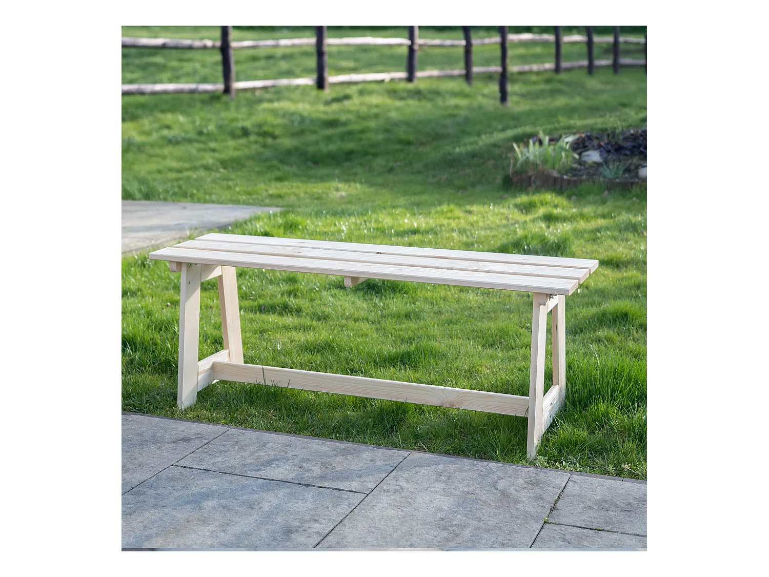 Banc de jardin en bois KADAX, 2 places, sans accoudoirs ni dossier, banc, banc de stationnement, banc extérieur pour balcon, jardin, terrasse (chêne naturel)