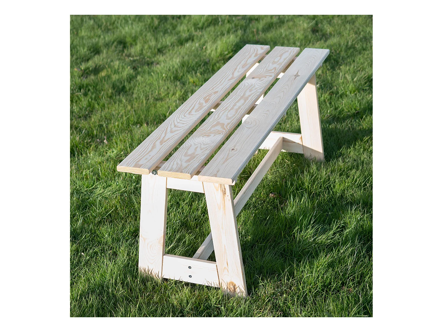Banc de jardin en bois KADAX, 2 places, sans accoudoirs ni dossier, banc, banc de stationnement, banc extérieur pour balcon, jardin, terrasse (chêne naturel)