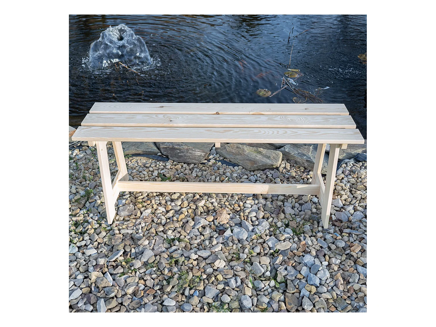 Banc de jardin en bois KADAX, 2 places, sans accoudoirs ni dossier, banc, banc de stationnement, banc extérieur pour balcon, jardin, terrasse (chêne naturel)