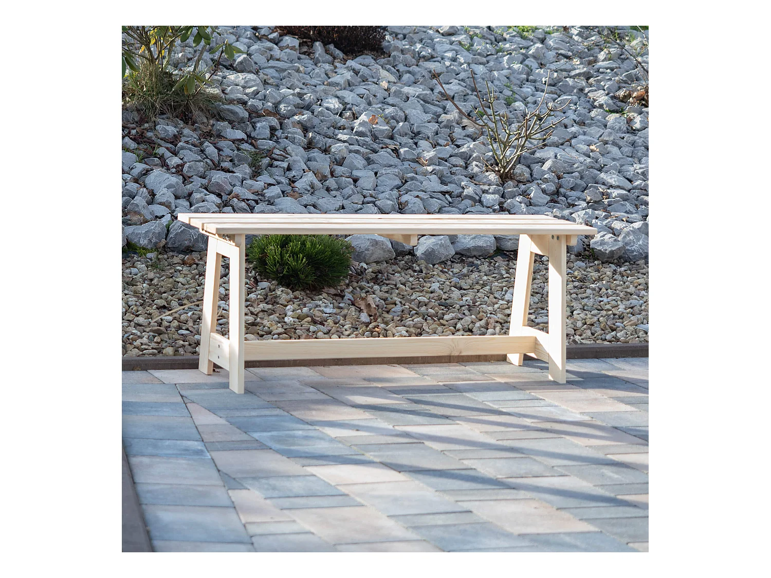 Banc de jardin en bois KADAX, 2 places, sans accoudoirs ni dossier, banc, banc de stationnement, banc extérieur pour balcon, jardin, terrasse (chêne naturel)
