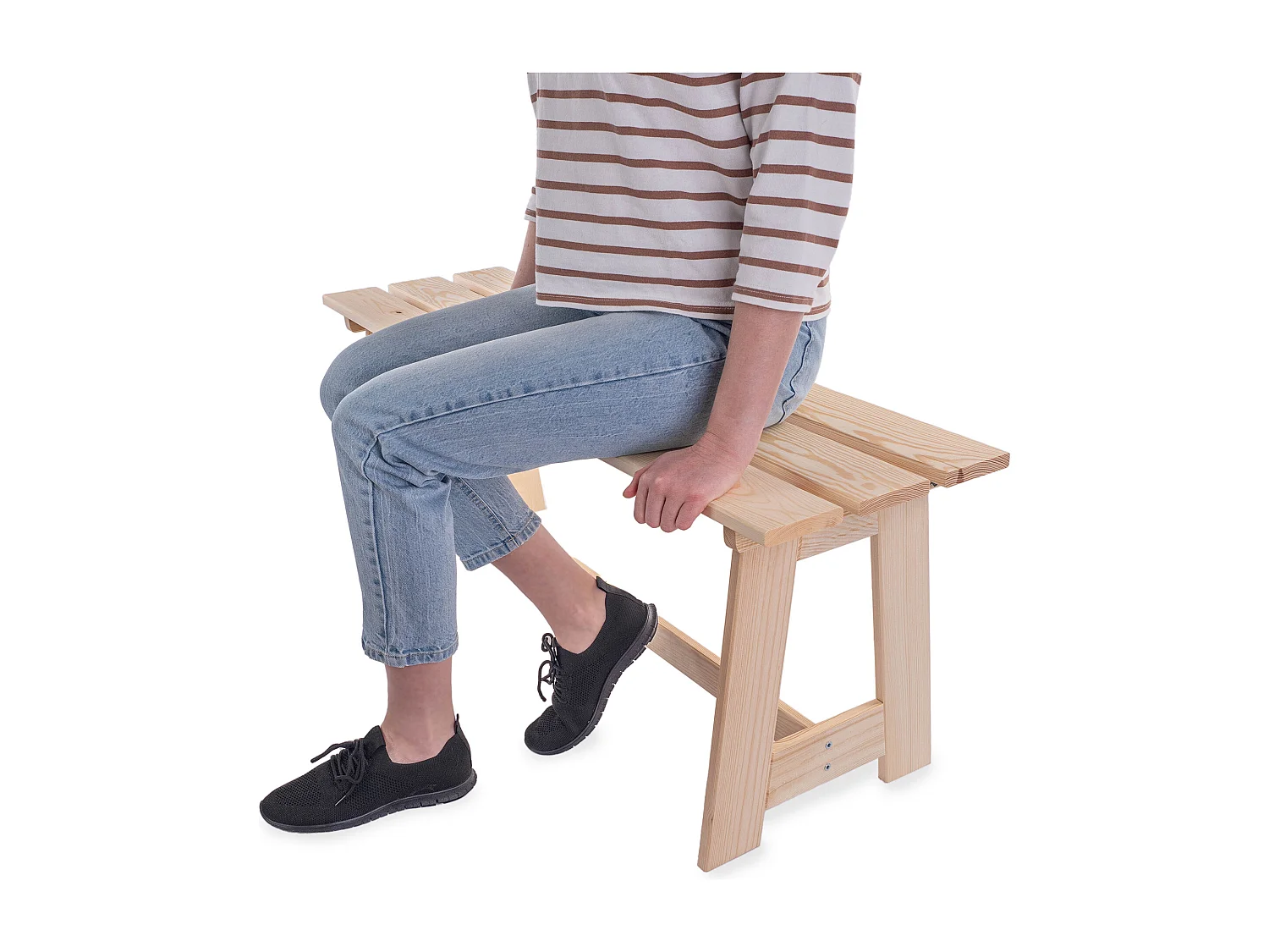 Banc de jardin en bois KADAX, 2 places, sans accoudoirs ni dossier, banc, banc de stationnement, banc extérieur pour balcon, jardin, terrasse (chêne naturel)