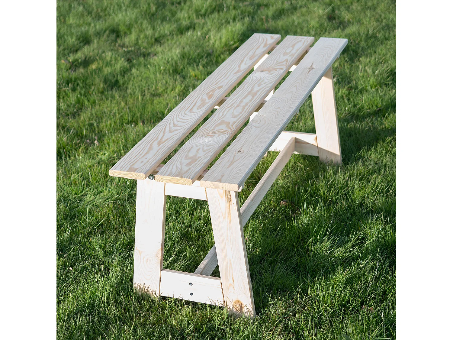 Banc de jardin en bois KADAX, 2 places, sans accoudoirs ni dossier, banc, banc de stationnement, banc extérieur pour balcon, jardin, terrasse (chêne naturel)