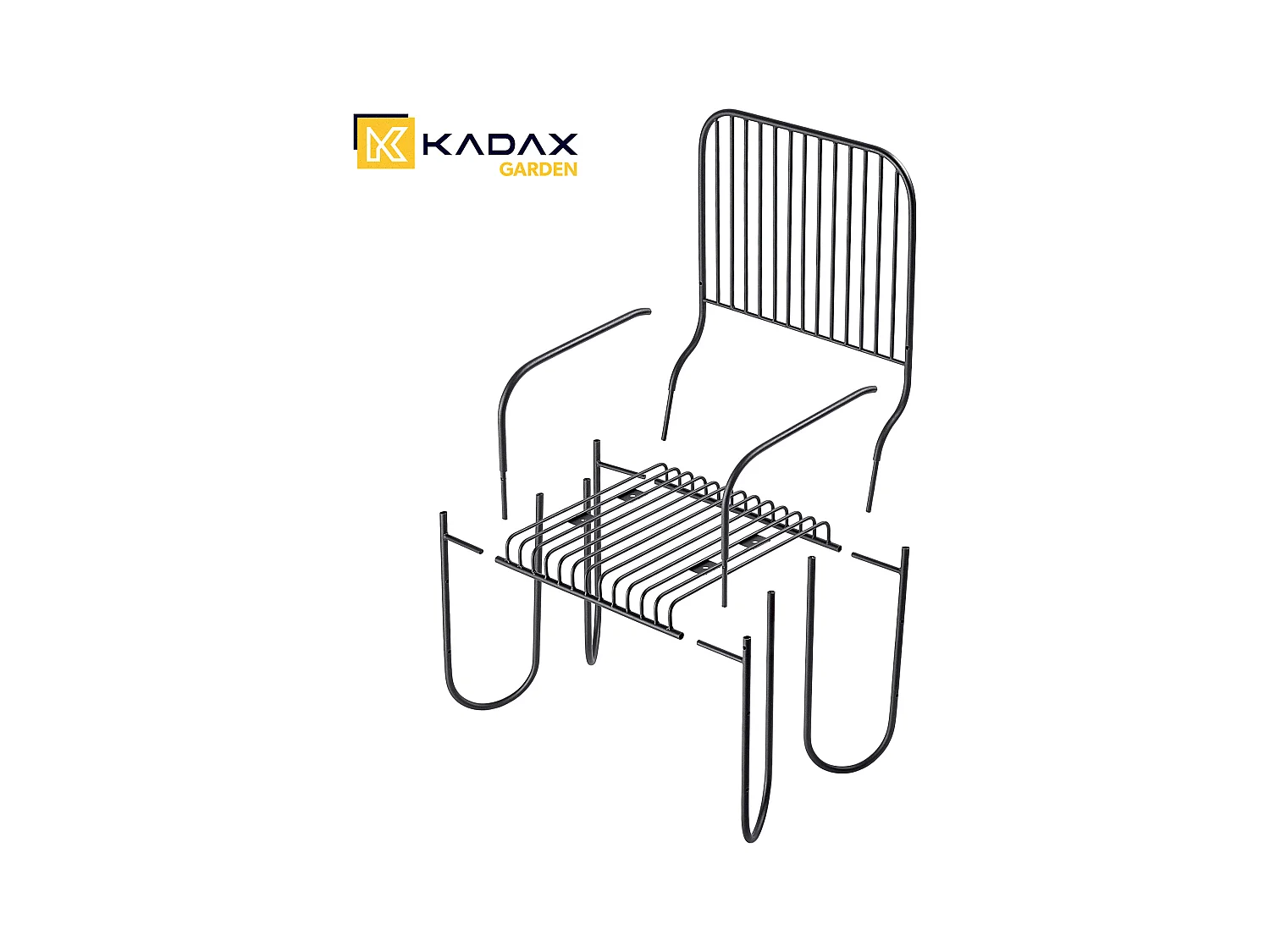 KADAX Ławka do ogrodu z oparciem Ruste 100 x 50 cm, czarna