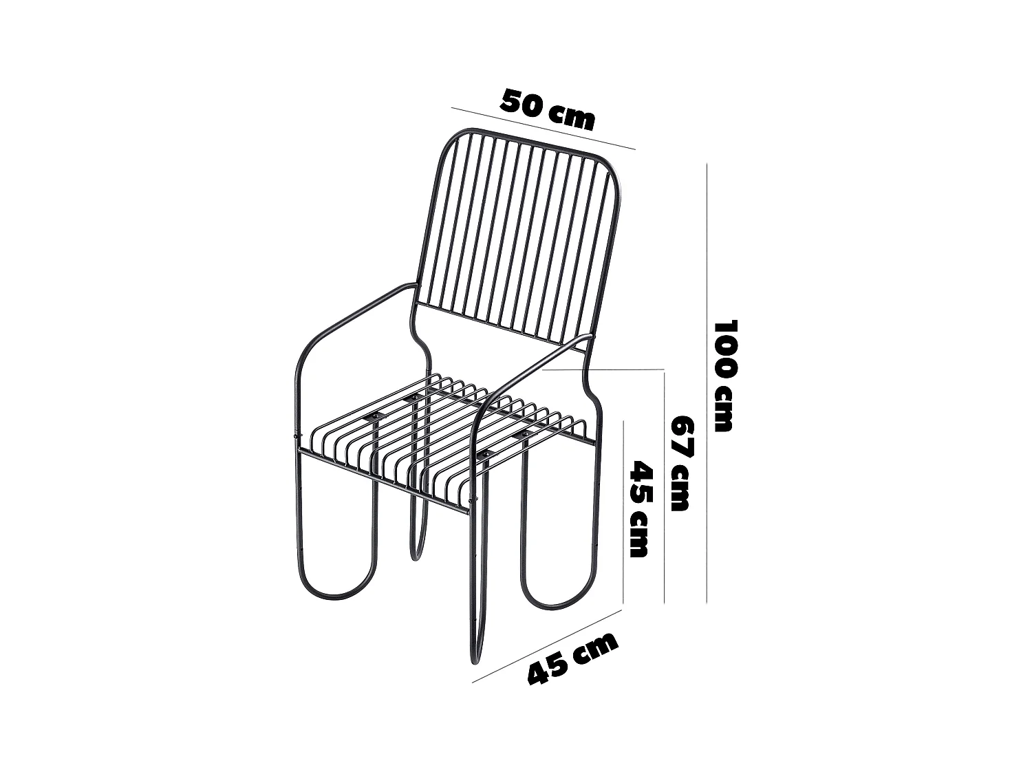 KADAX Ławka do ogrodu z oparciem Ruste 100 x 50 cm, czarna