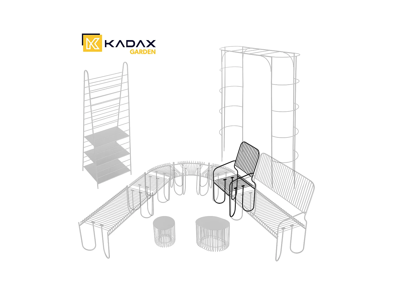 KADAX Ławka do ogrodu z oparciem Ruste 100 x 50 cm, czarna