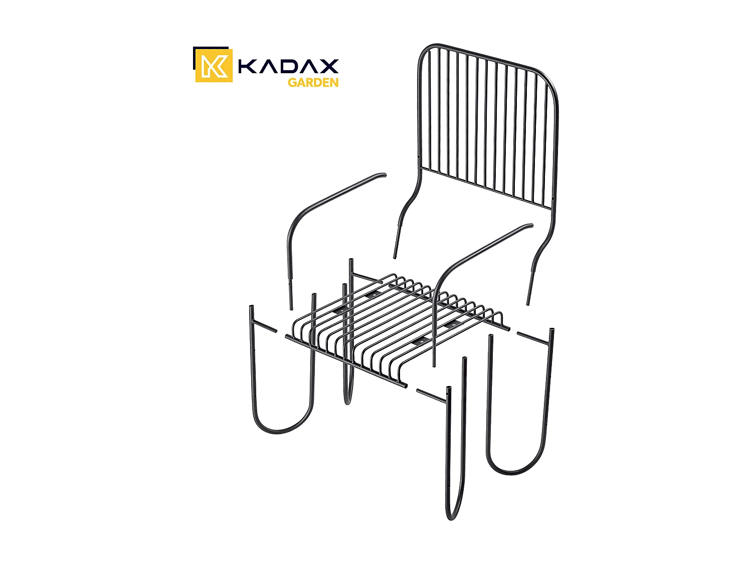 KADAX Ławka do ogrodu z oparciem Ruste 100 x 50 cm, czarna