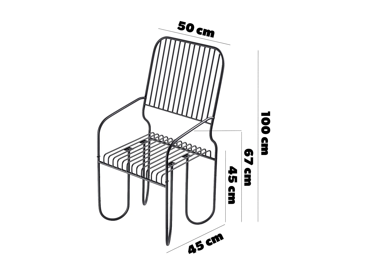 KADAX Ławka do ogrodu z oparciem Ruste 100 x 50 cm, czarna