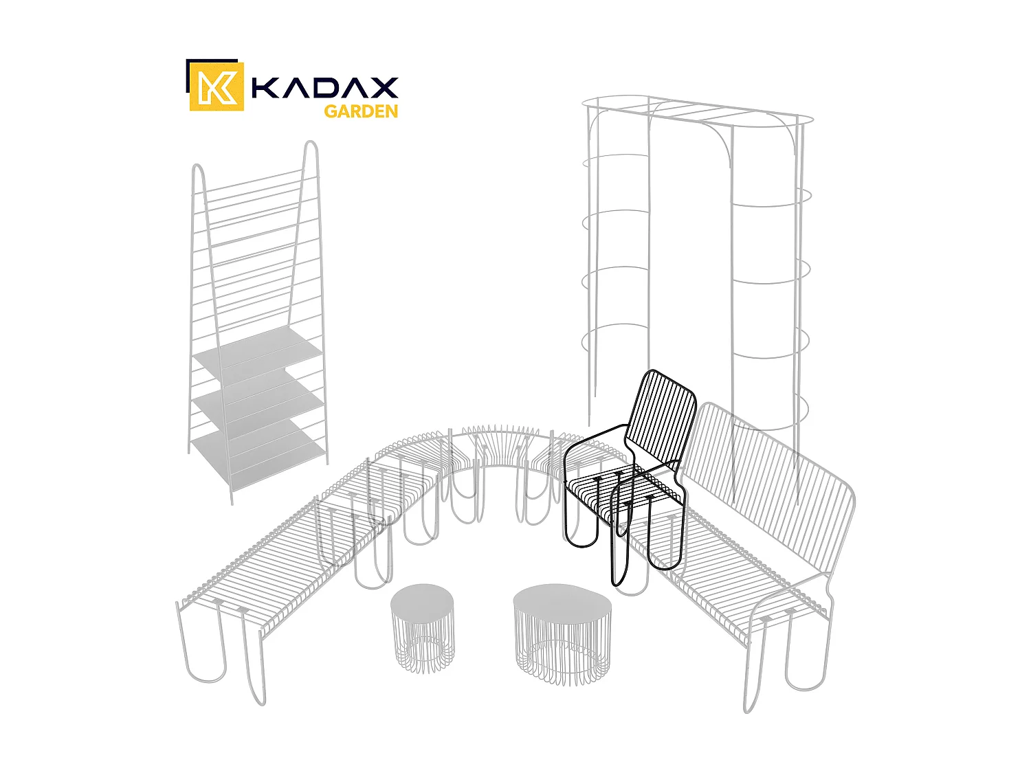 KADAX Ławka do ogrodu z oparciem Ruste 100 x 50 cm, czarna