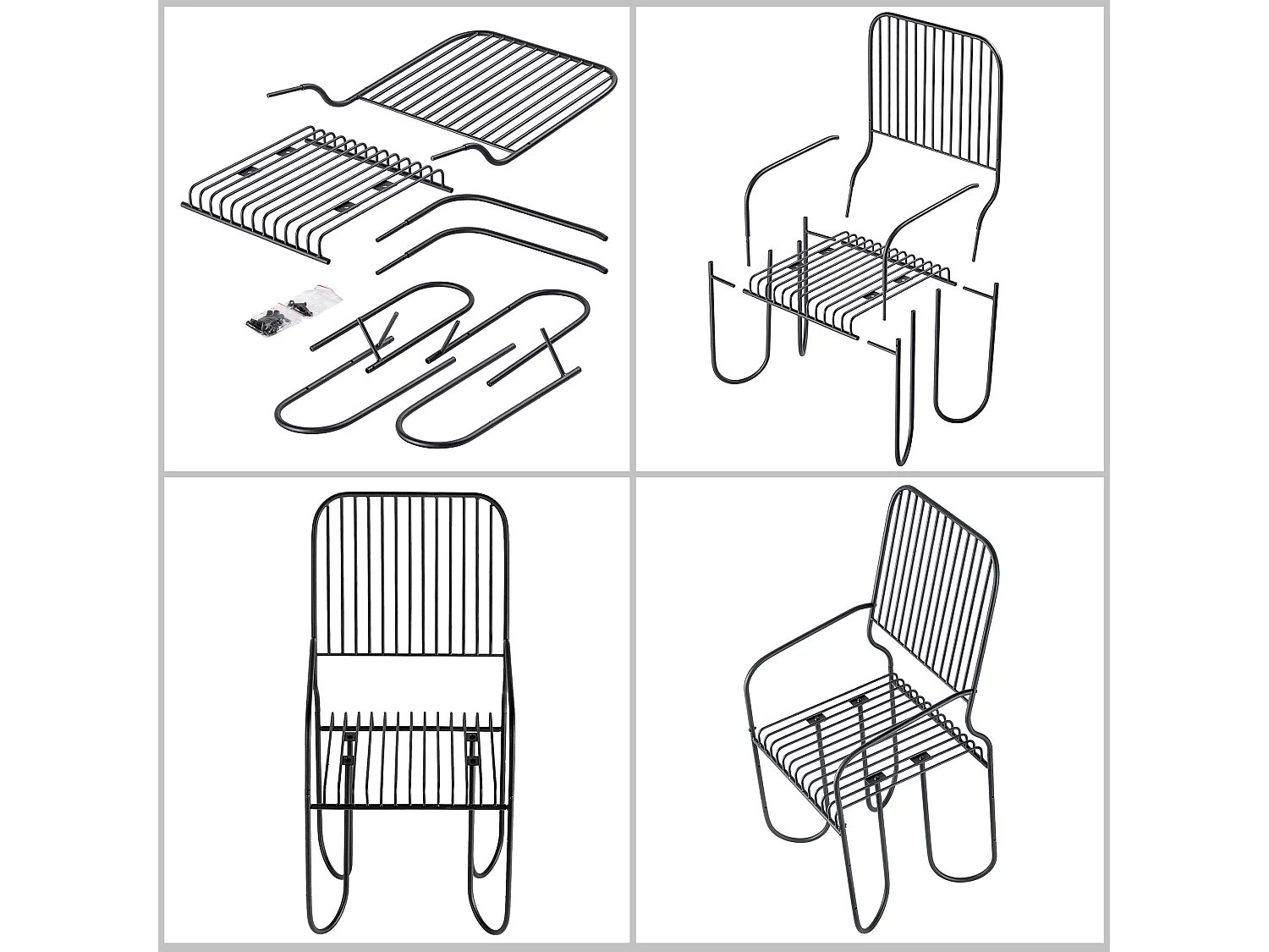 KADAX Ławka do ogrodu z oparciem Ruste 100 x 50 cm, czarna