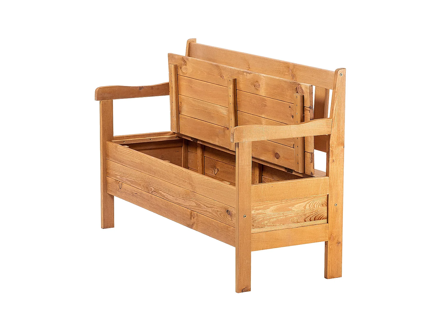 KADAX Tuinbank, 120 x 47 x 81,5 cm, weerbestendige vezelplaatbank met opbergruimte en rugleuning, bruin