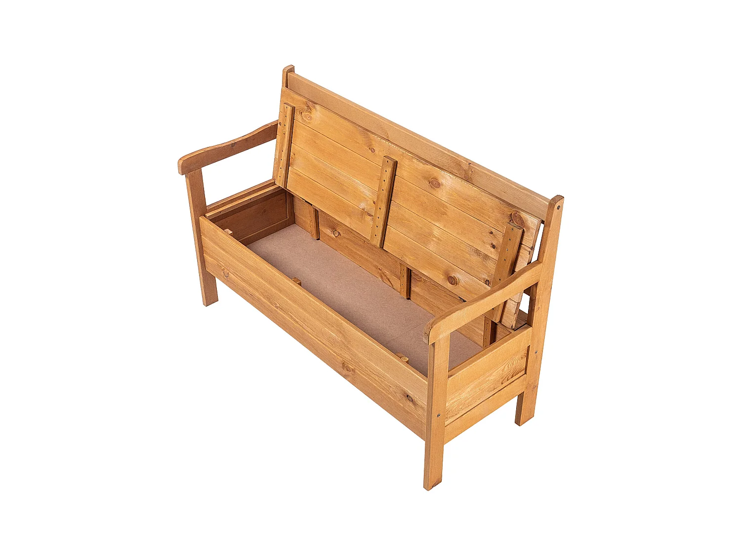 KADAX Tuinbank, 120 x 47 x 81,5 cm, weerbestendige vezelplaatbank met opbergruimte en rugleuning, bruin