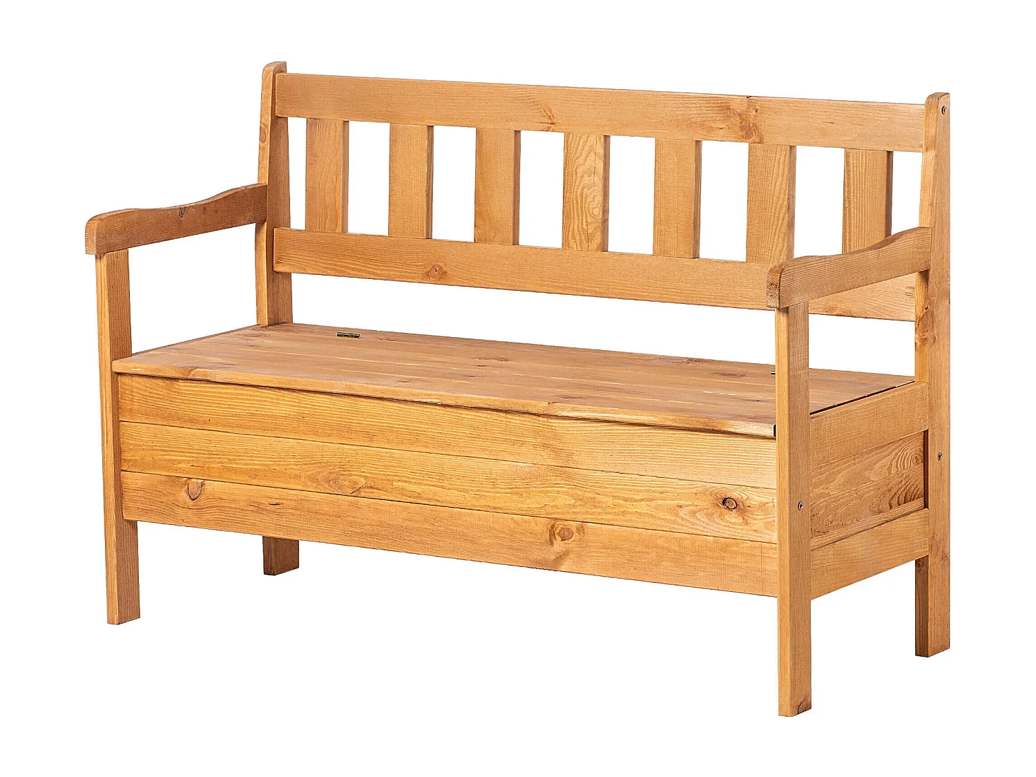 Banc de jardin KADAX, 120 x 47 x 81,5 cm, banc en panneaux de fibres résistant aux intempéries avec espace de rangement et dossier, marron