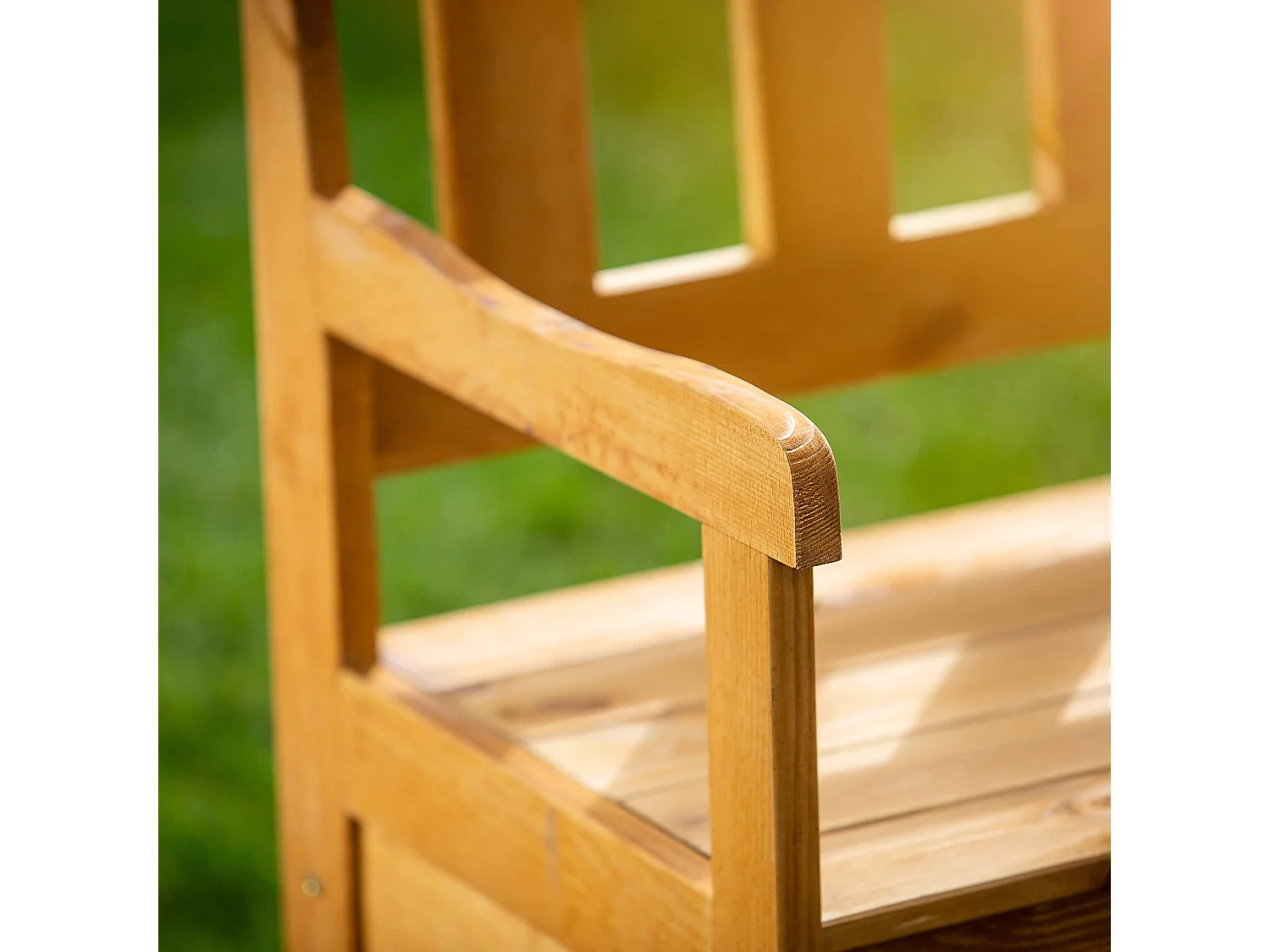 Banc de jardin KADAX, 120 x 47 x 81,5 cm, banc en panneaux de fibres résistant aux intempéries avec espace de rangement et dossier, marron