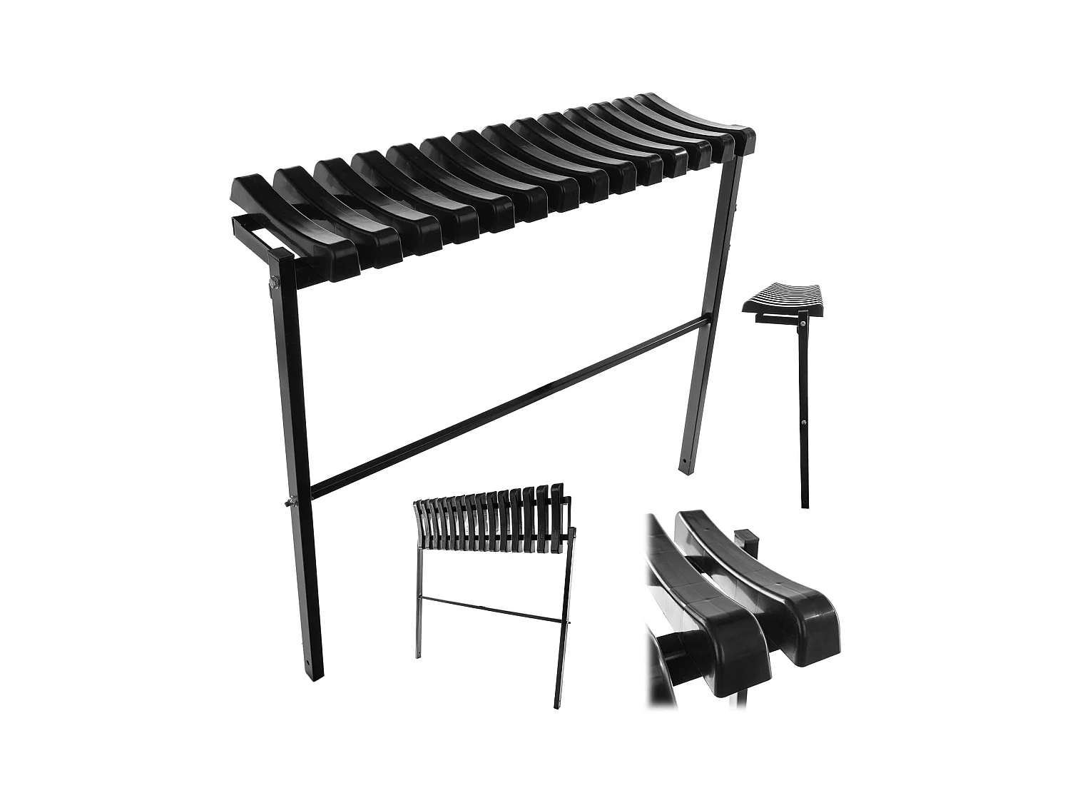 KADAX Begraafbank 91 cm, tuinbank met inklapbare constructie, ruimtebesparende zitbank voor buiten, bank van staal en kunststof voor tuin en begraafplaats