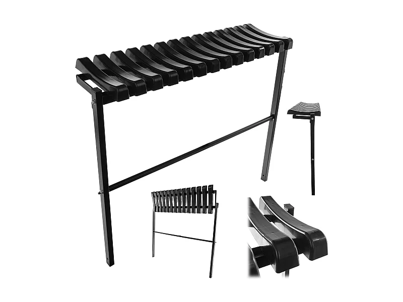 Banc funéraire KADAX 91 cm, banc de jardin avec construction pliable, banc d'extérieur peu encombrant, banc en acier et plastique pour jardin et cimetière