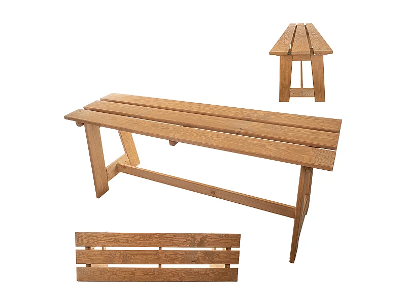 KADAX Houten tuinbank, 2-zits, zonder armleuningen en rugleuning, zitbank, parkeerbank, buitenbank voor balkon, tuin, terras (gouden eiken)
