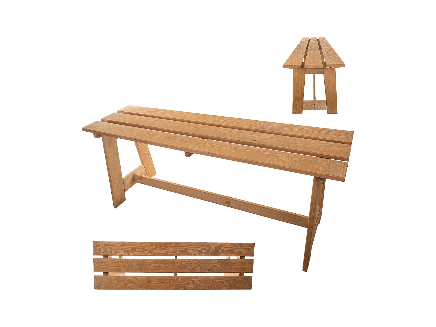 Panca da giardino in legno KADAX, 2 posti, senza braccioli e schienale, panca, panca da parcheggio, panca da esterno per balcone, giardino, terrazza (rovere dorato)