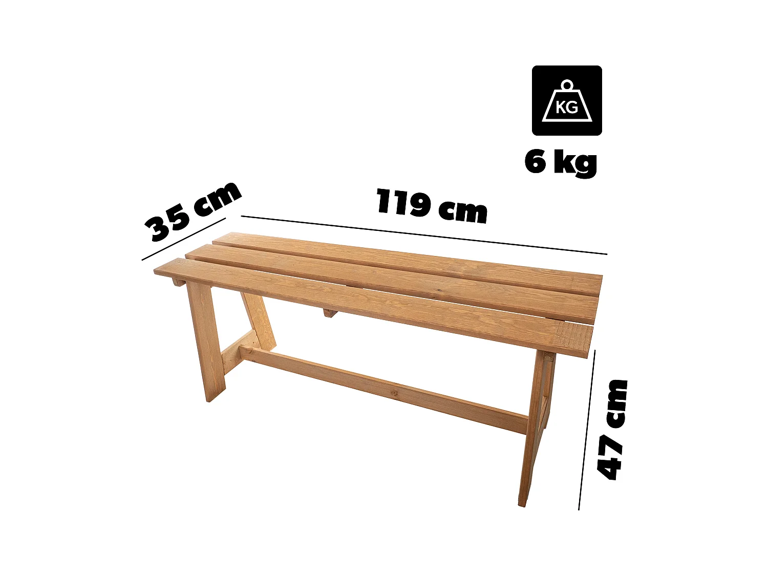 Panca da giardino in legno KADAX, 2 posti, senza braccioli e schienale, panca, panca da parcheggio, panca da esterno per balcone, giardino, terrazza (rovere dorato)