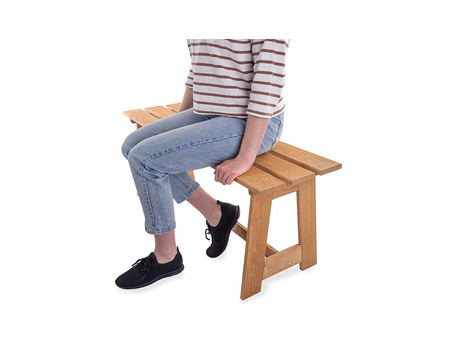 Panca da giardino in legno KADAX, 2 posti, senza braccioli e schienale, panca, panca da parcheggio, panca da esterno per balcone, giardino, terrazza (rovere dorato)