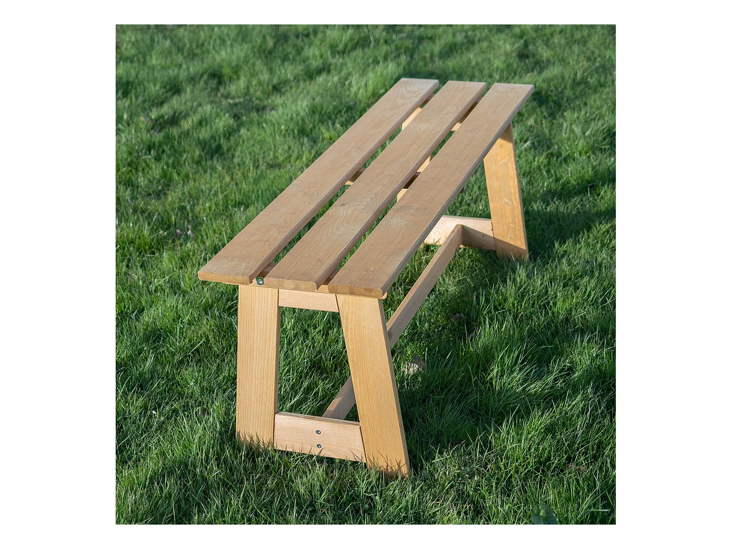 Panca da giardino in legno KADAX, 2 posti, senza braccioli e schienale, panca, panca da parcheggio, panca da esterno per balcone, giardino, terrazza (rovere dorato)